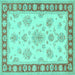 Square Oriental Turquoise Traditional Rug, tr1518turq