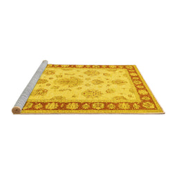 Sideview of Machine Washable Oriental Yellow Traditional Rug, wshtr1518yw