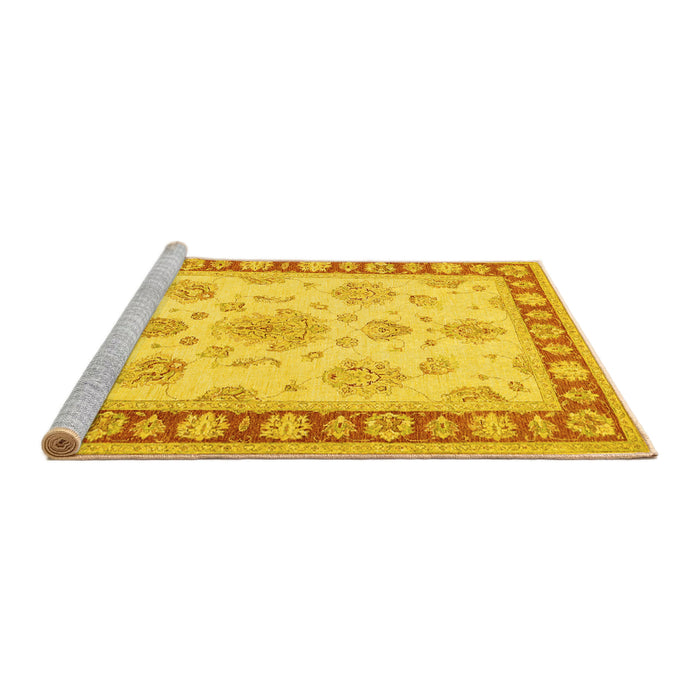 Sideview of Machine Washable Oriental Yellow Traditional Rug, wshtr1518yw