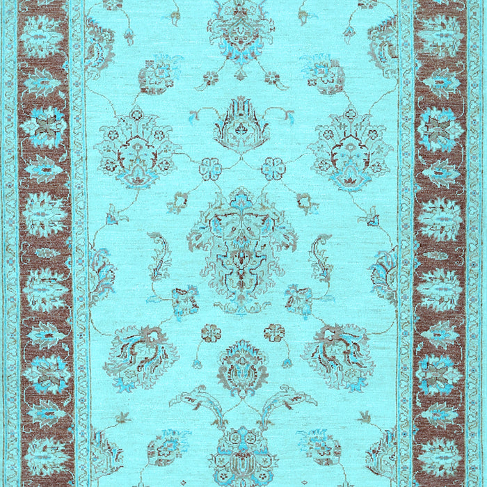 Machine Washable Oriental Light Blue Traditional Rug, wshtr1518lblu