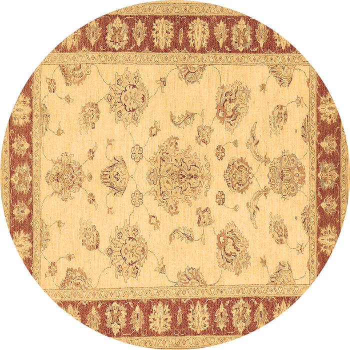 Round Machine Washable Oriental Brown Traditional Rug, wshtr1518brn