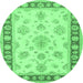 Round Oriental Emerald Green Traditional Rug, tr1518emgrn