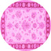 Round Oriental Pink Traditional Rug, tr1518pnk