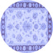 Round Oriental Blue Traditional Rug, tr1518blu