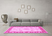 Machine Washable Oriental Pink Traditional Rug in a Living Room, wshtr1518pnk