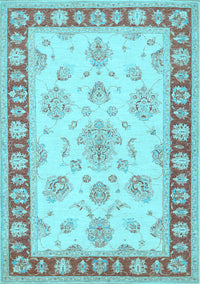 Oriental Light Blue Traditional Rug, tr1518lblu