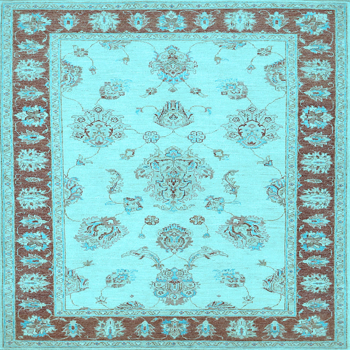 Square Machine Washable Oriental Light Blue Traditional Rug, wshtr1518lblu
