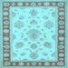 Square Machine Washable Oriental Light Blue Traditional Rug, wshtr1518lblu