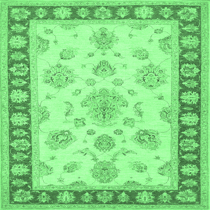 Square Oriental Emerald Green Traditional Rug, tr1518emgrn