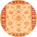 Square Oriental Orange Traditional Rug, tr1518org