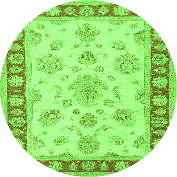 Square Oriental Green Traditional Rug, tr1518grn
