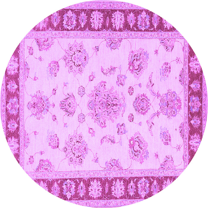 Round Oriental Purple Traditional Rug, tr1518pur