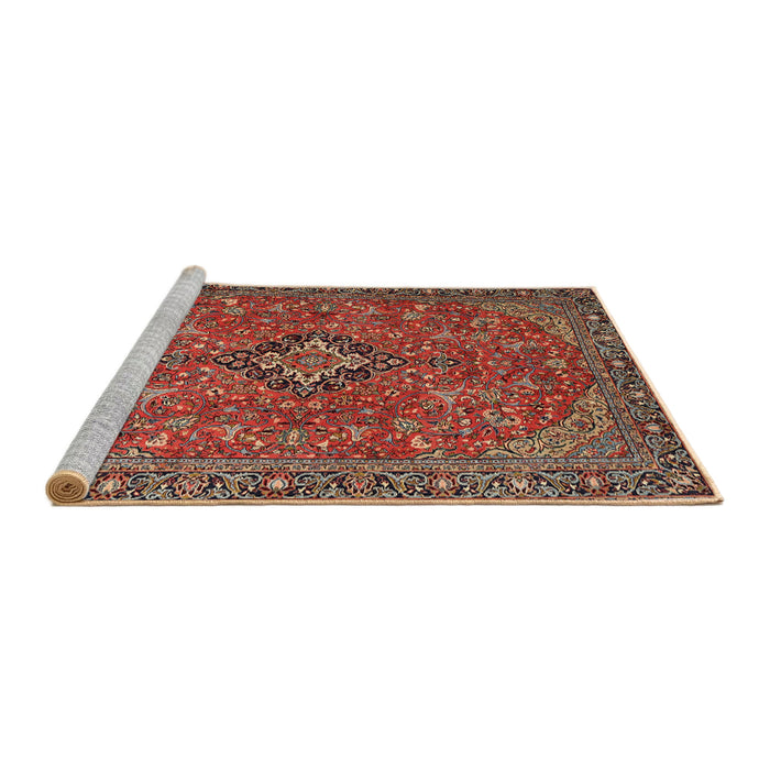 Sideview of Machine Washable Traditional Tomato Red Rug, wshtr1519