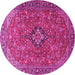 Round Medallion Pink Traditional Rug, tr1519pnk