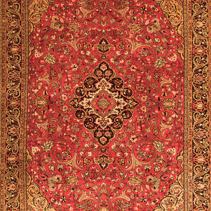 Serging Thickness of Machine Washable Medallion Orange Traditional Area Rugs, wshtr1519org