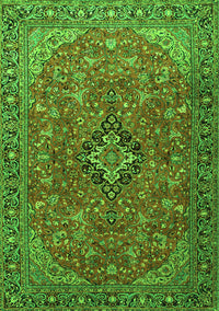 Medallion Green Traditional Rug, tr1519grn