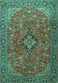 Medallion Turquoise Traditional Rug, tr1519turq