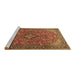 Sideview of Machine Washable Medallion Brown Traditional Rug, wshtr1519brn