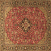 Square Machine Washable Medallion Brown Traditional Rug, wshtr1519brn