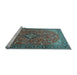 Sideview of Machine Washable Medallion Light Blue Traditional Rug, wshtr1519lblu