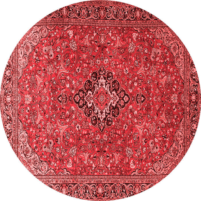 Machine Washable Medallion Red Traditional Rug, wshtr1519red