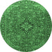 Round Medallion Emerald Green Traditional Rug, tr1519emgrn