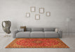 Machine Washable Medallion Orange Traditional Area Rugs in a Living Room, wshtr1519org