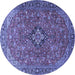 Round Medallion Blue Traditional Rug, tr1519blu