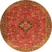 Machine Washable Medallion Orange Traditional Area Rugs, wshtr1519org