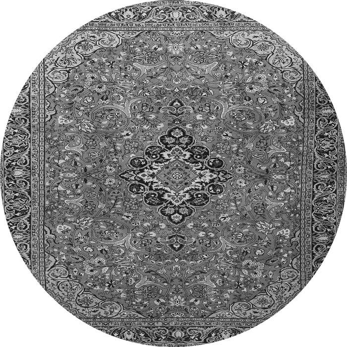 Machine Washable Medallion Gray Traditional Rug, wshtr1519gry