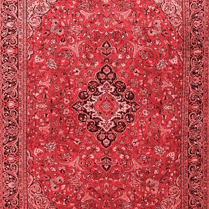 Machine Washable Medallion Red Traditional Rug, wshtr1519red