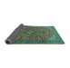 Sideview of Medallion Turquoise Traditional Rug, tr1519turq