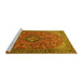 Sideview of Machine Washable Medallion Yellow Traditional Rug, wshtr1519yw