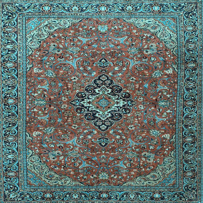 Square Medallion Light Blue Traditional Rug, tr1519lblu
