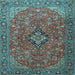 Square Medallion Light Blue Traditional Rug, tr1519lblu