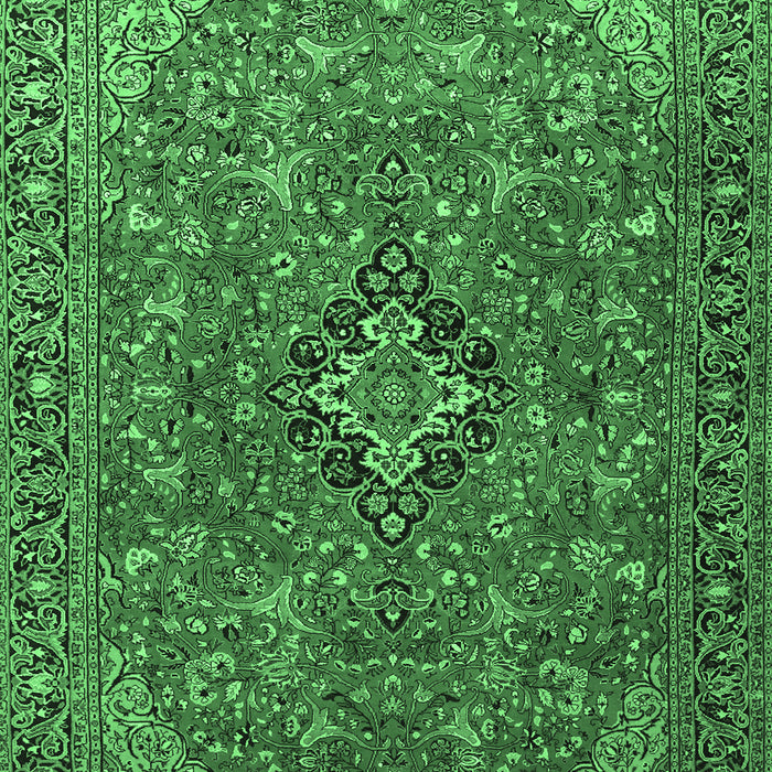 Machine Washable Medallion Emerald Green Traditional Area Rugs, wshtr1519emgrn