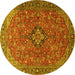 Round Medallion Yellow Traditional Rug, tr1519yw