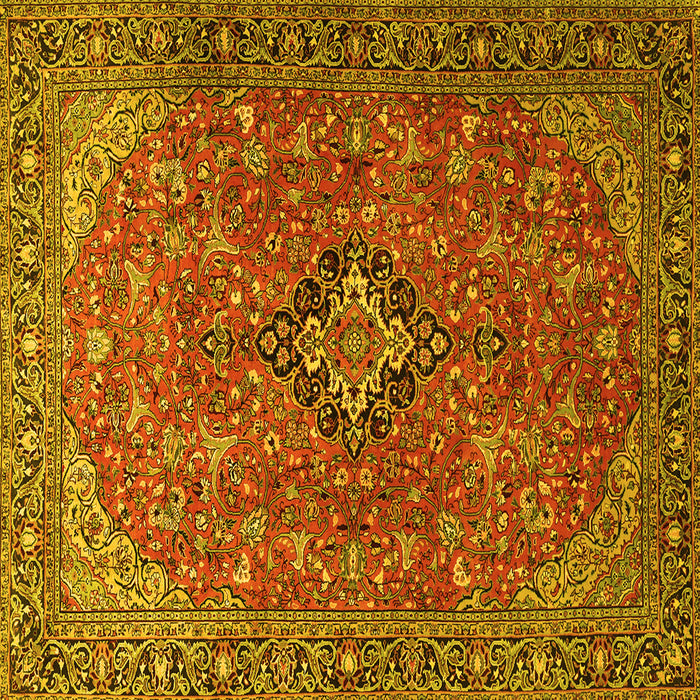 Square Medallion Yellow Traditional Rug, tr1519yw