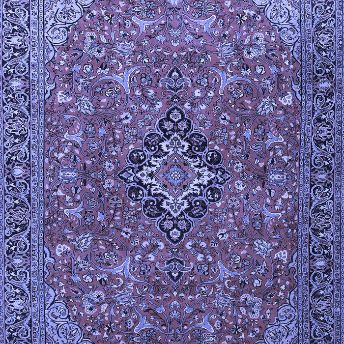Machine Washable Medallion Blue Traditional Rug, wshtr1519blu