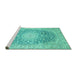 Sideview of Machine Washable Medallion Turquoise Traditional Area Rugs, wshtr151turq