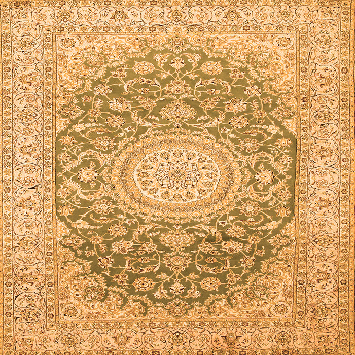 Serging Thickness of Medallion Orange Traditional Rug, tr151org