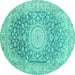 Round Medallion Turquoise Traditional Rug, tr151turq