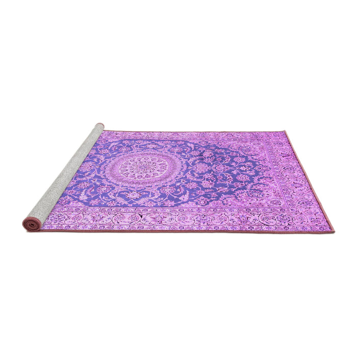Sideview of Machine Washable Medallion Purple Traditional Area Rugs, wshtr151pur