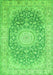 Serging Thickness of Machine Washable Medallion Green Traditional Area Rugs, wshtr151grn