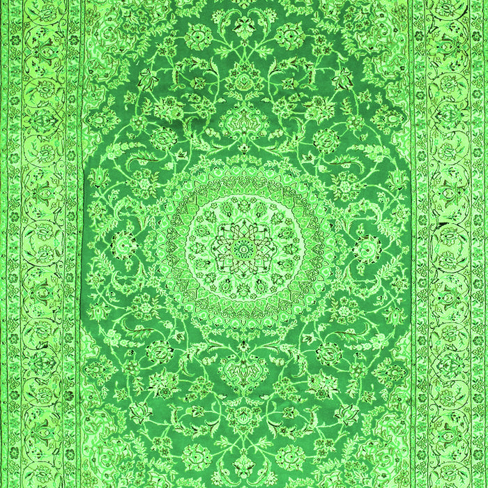 Serging Thickness of Machine Washable Medallion Green Traditional Area Rugs, wshtr151grn