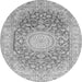 Machine Washable Medallion Gray Traditional Rug, wshtr151gry