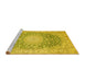 Sideview of Machine Washable Medallion Yellow Traditional Rug, wshtr151yw