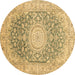 Round Medallion Brown Traditional Rug, tr151brn