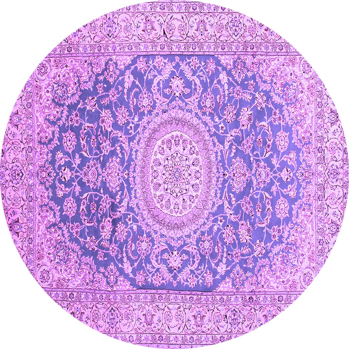 Round Medallion Purple Traditional Rug, tr151pur