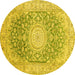 Round Medallion Yellow Traditional Rug, tr151yw